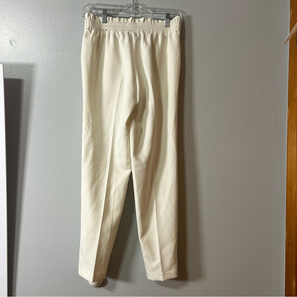 Flirtatious Flowy Business Pants Womens Small Tie Belt Pleated Tapered White - Picture 6 of 8